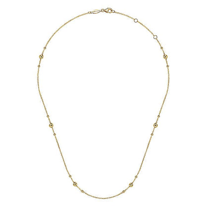 Gabriel & Co. NK6701Y4JJJ 17.5 Inch 14K Yellow Gold Bujukan Bead Station Necklace