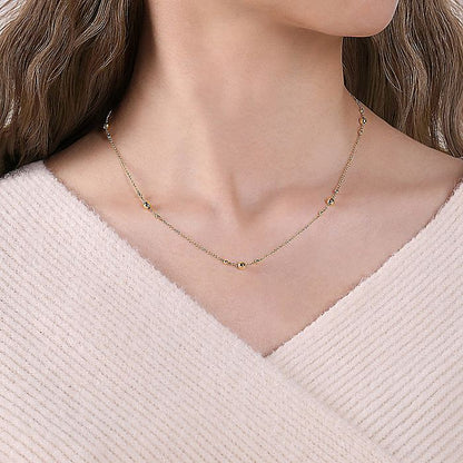 Gabriel & Co. NK6701Y4JJJ 17.5 Inch 14K Yellow Gold Bujukan Bead Station Necklace
