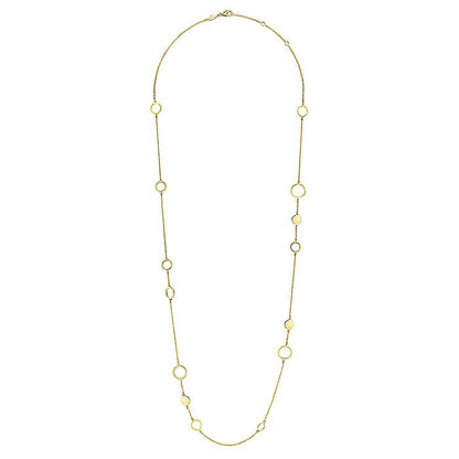 Gabriel & Co. NK6720Y4JJJ 32 Inch 14K Yellow Gold Circle and Disc Station Necklace