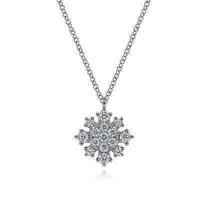 Gabriel & Co. NK6738W45JJ 14K White Gold Diamond Snowflake Pendant Necklace