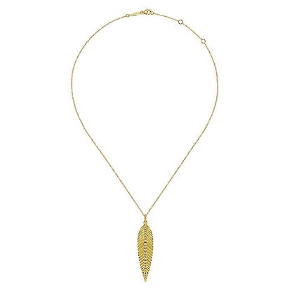 Gabriel & Co. NK6764Y4JJJ 14K Yellow Gold Leaf Pendant Necklace