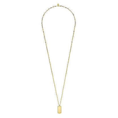 Gabriel & Co. NK6844-32Y4JJJ 32 inch 14K Yellow Gold ID Pendant Hollow Chain Necklace