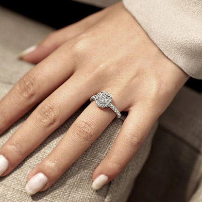 Gabriel & Co | Rachel - 14K White Gold Round Halo Diamond Engagement Ring