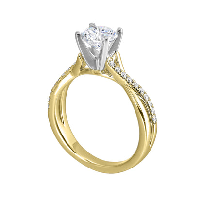 White & Yellow 14K Gold 0.16ct Diamond Engagement Ring
