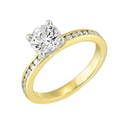 White & Yellow 14K Gold 0.22ct Diamond Engagement Ring