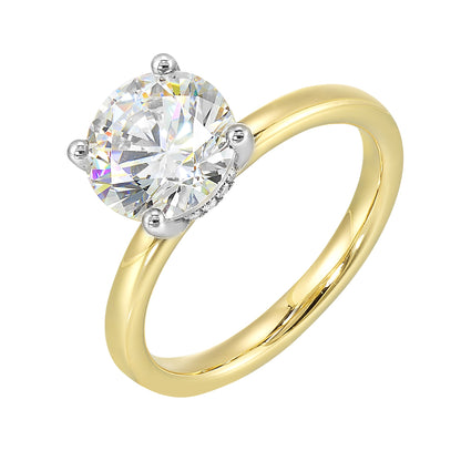 White & Yellow 14K Gold 0.06ct Diamond Engagement Ring