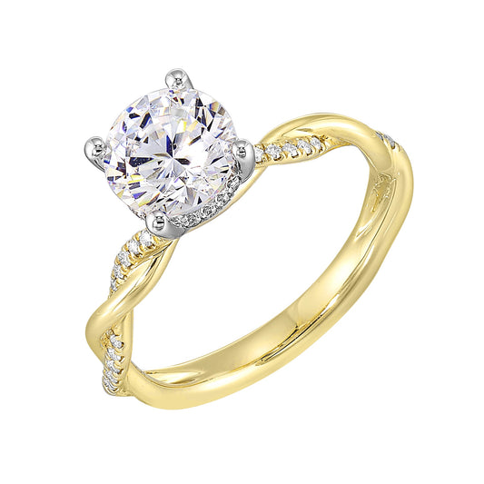 White & Yellow 14K Gold 0.12ct Diamond Engagement Ring