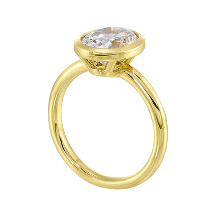 14Kt Yellow Semi Mount For 2 1/2Ct Oval Center