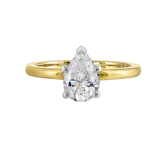 White & Yellow 14K Gold 0.05ct Diamond Engagement Ring