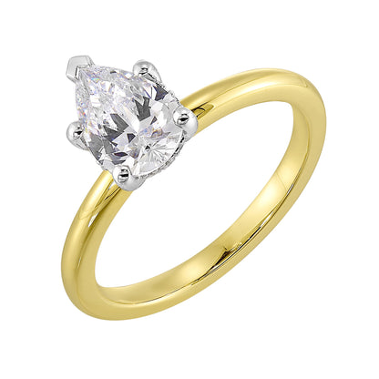 White & Yellow 14K Gold 0.05ct Diamond Engagement Ring