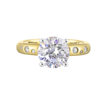 White & Yellow 14K Gold 0.1ct Diamond Engagement Ring