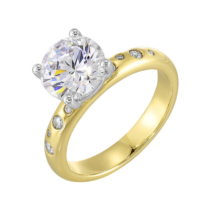 White & Yellow 14K Gold 0.1ct Diamond Engagement Ring