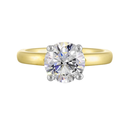 14Kt White Yellow Semi Mount For 2Ct Round Center