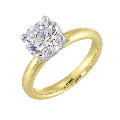 14Kt White Yellow Semi Mount For 2Ct Round Center