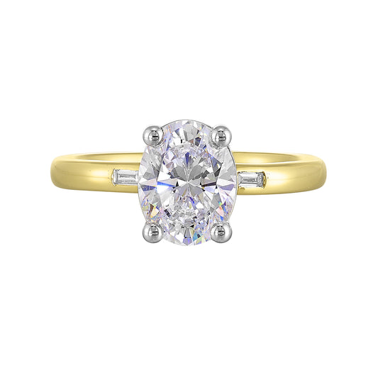 White & Yellow 14K Gold 0.04ct Diamond Engagement Ring