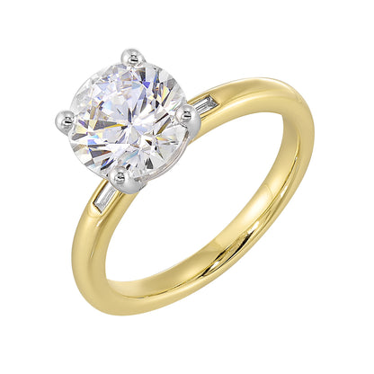 White & Yellow 14K Gold 0.07ct Diamond Engagement Ring