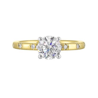 White & Yellow 14K Gold 0.07ct Diamond Engagement Ring