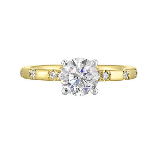 White & Yellow 14K Gold 0.07ct Diamond Engagement Ring