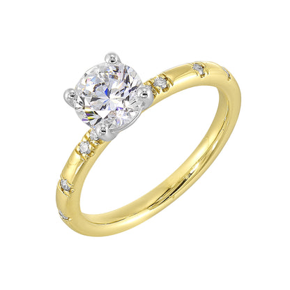 White & Yellow 14K Gold 0.07ct Diamond Engagement Ring