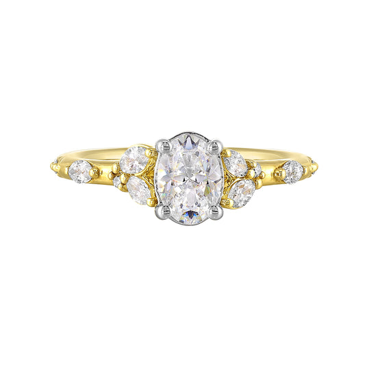 White & Yellow 14K Gold 0.3ct Diamond Engagement Ring