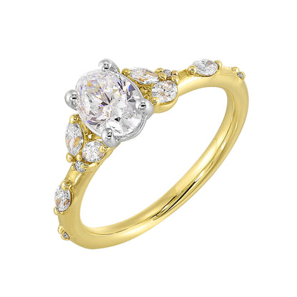 White & Yellow 14K Gold 0.3ct Diamond Engagement Ring