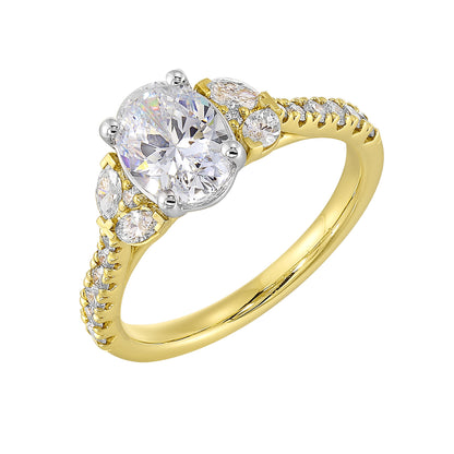White & Yellow 14K Gold 0.5ct Diamond Engagement Ring