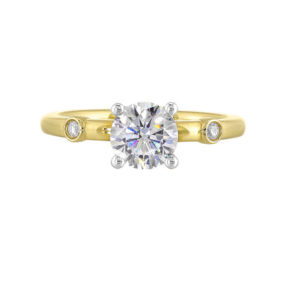 White & Yellow 14K Gold 0.04ct Diamond Engagement Ring