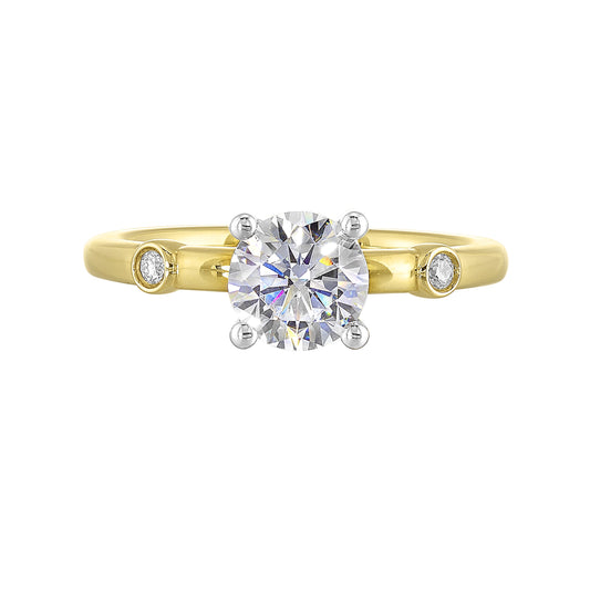 White & Yellow 14K Gold 0.04ct Diamond Engagement Ring