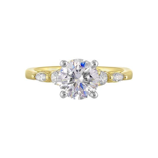 White & Yellow 14K Gold 0.21ct Diamond Engagement Ring