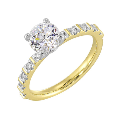White & Yellow 14K Gold 0.17ct Diamond Engagement Ring
