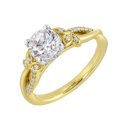 White & Yellow 14K Gold 0.12ct Diamond Engagement Ring