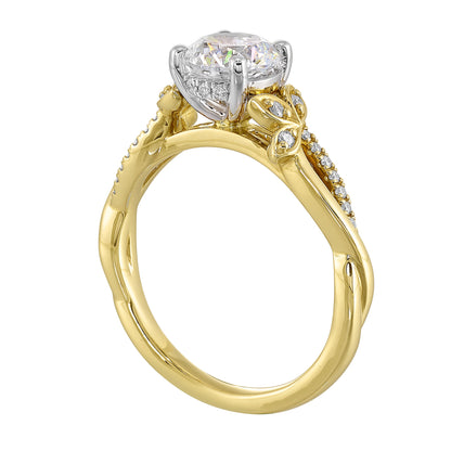 White & Yellow 14K Gold 0.12ct Diamond Engagement Ring