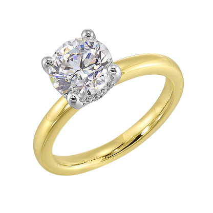 White & Yellow 14K Gold 0.06ct Diamond Engagement Ring
