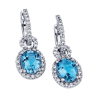 Aquamarine Earrings in 18k Gold with Diamonds - Simon G. Jewelry