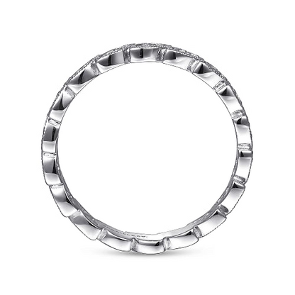 Gabriel & Co | 14K White Gold Scalloped Marquise Stackable Diamond Ring