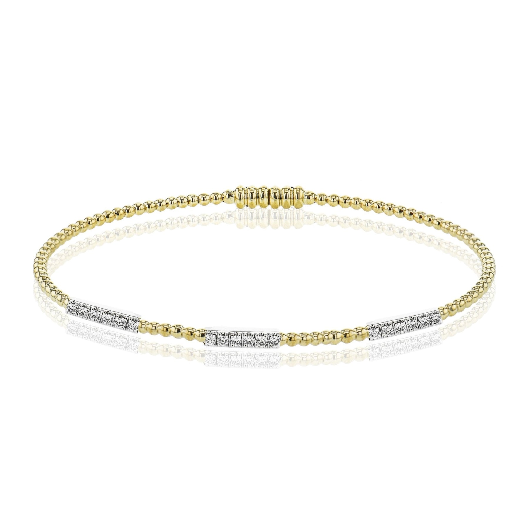 Beaded Bangle in 18k Gold with Diamonds - Simon G. Jewelry