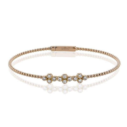 Beaded Bangle in 18k Gold with Diamonds