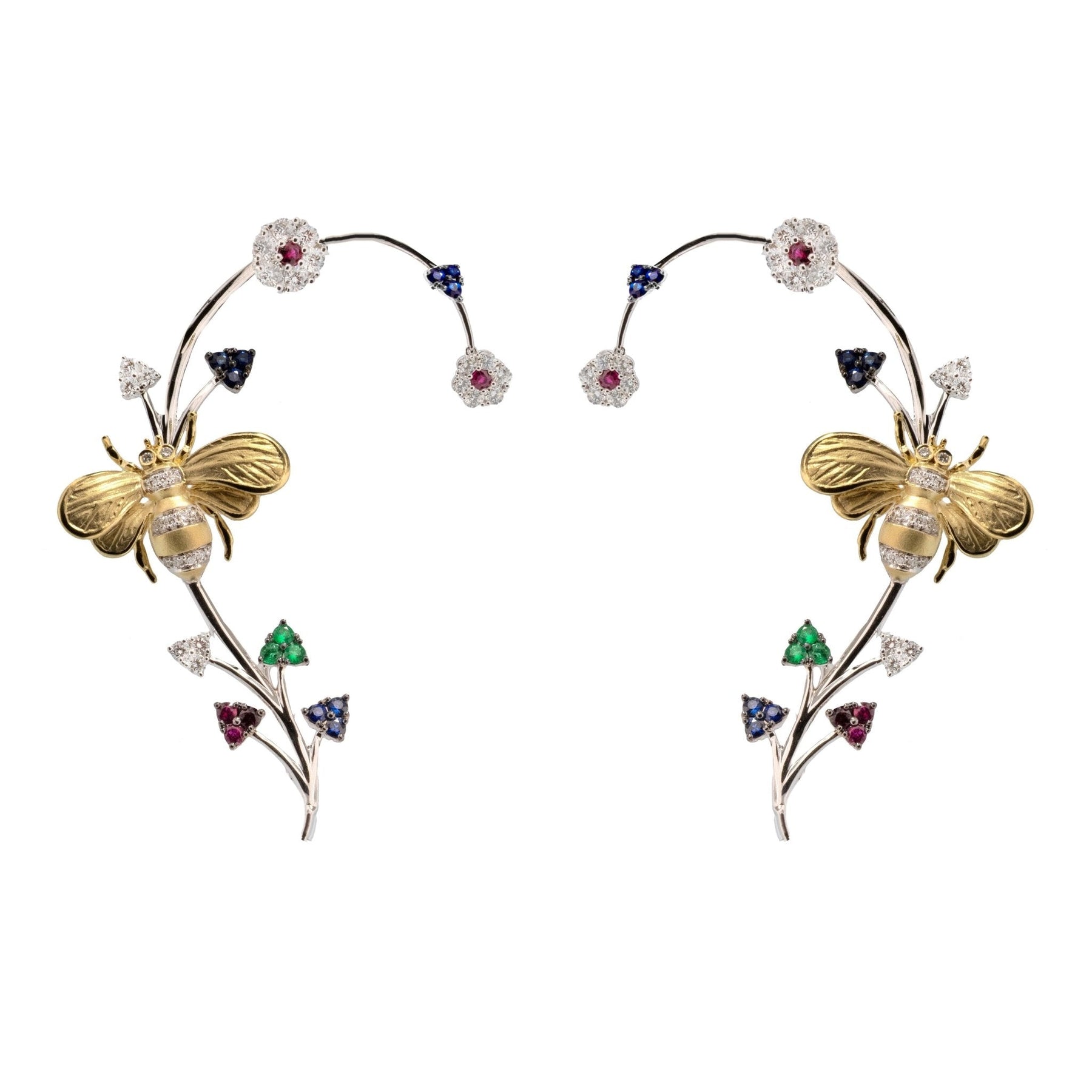 Bee Cuff Earrings in 18k Gold with Diamonds - Simon G. Jewelry