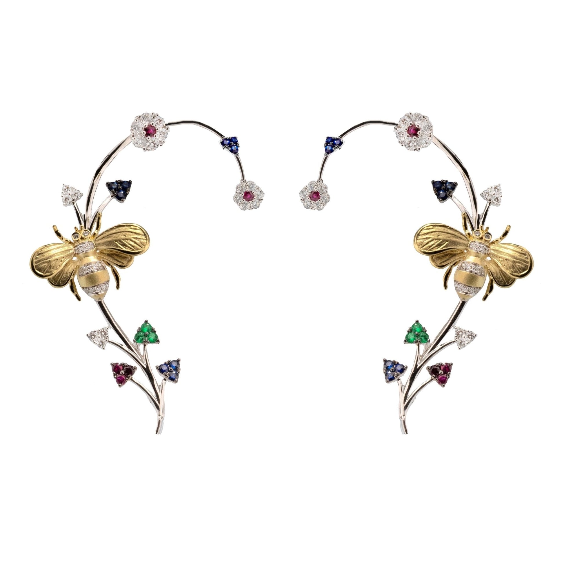 Bee Cuff Earrings in 18k Gold with Diamonds - Simon G. Jewelry