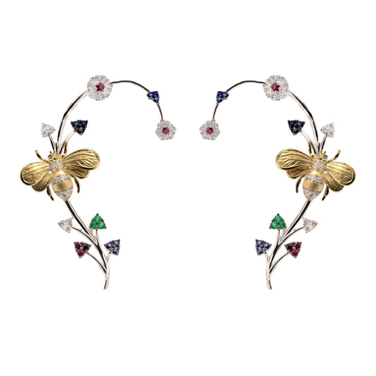 Bee Cuff Earrings in 18k Gold with Diamonds - Simon G. Jewelry
