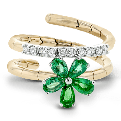 Color Ring In 18k Gold With Diamonds