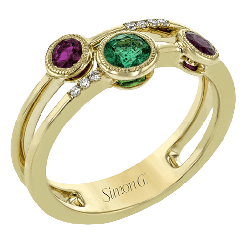 Color Ring in 18k Gold with Diamonds - Simon G. Jewelry