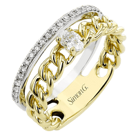 Color Ring In 18k Gold With Diamonds - Simon G. Jewelry