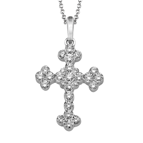 Cross Pendant in 18k Gold with Diamonds