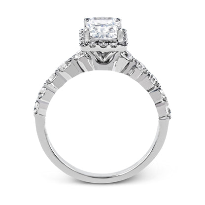 Emerald-cut Halo Engagement Ring in 18k Gold with Diamonds