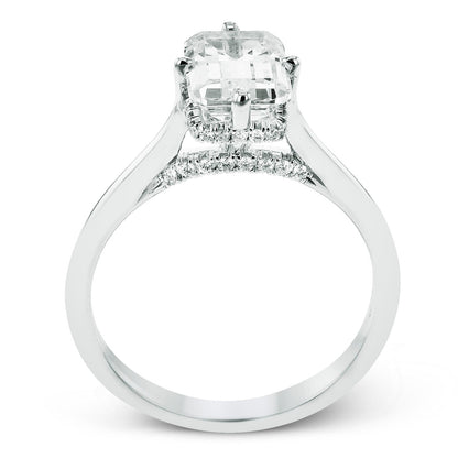 Emerald-Cut Hidden Halo Engagement Ring In 18k Gold With Diamonds