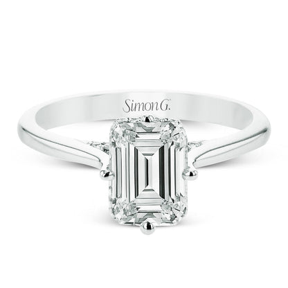 Emerald-Cut Hidden Halo Engagement Ring In 18k Gold With Diamonds