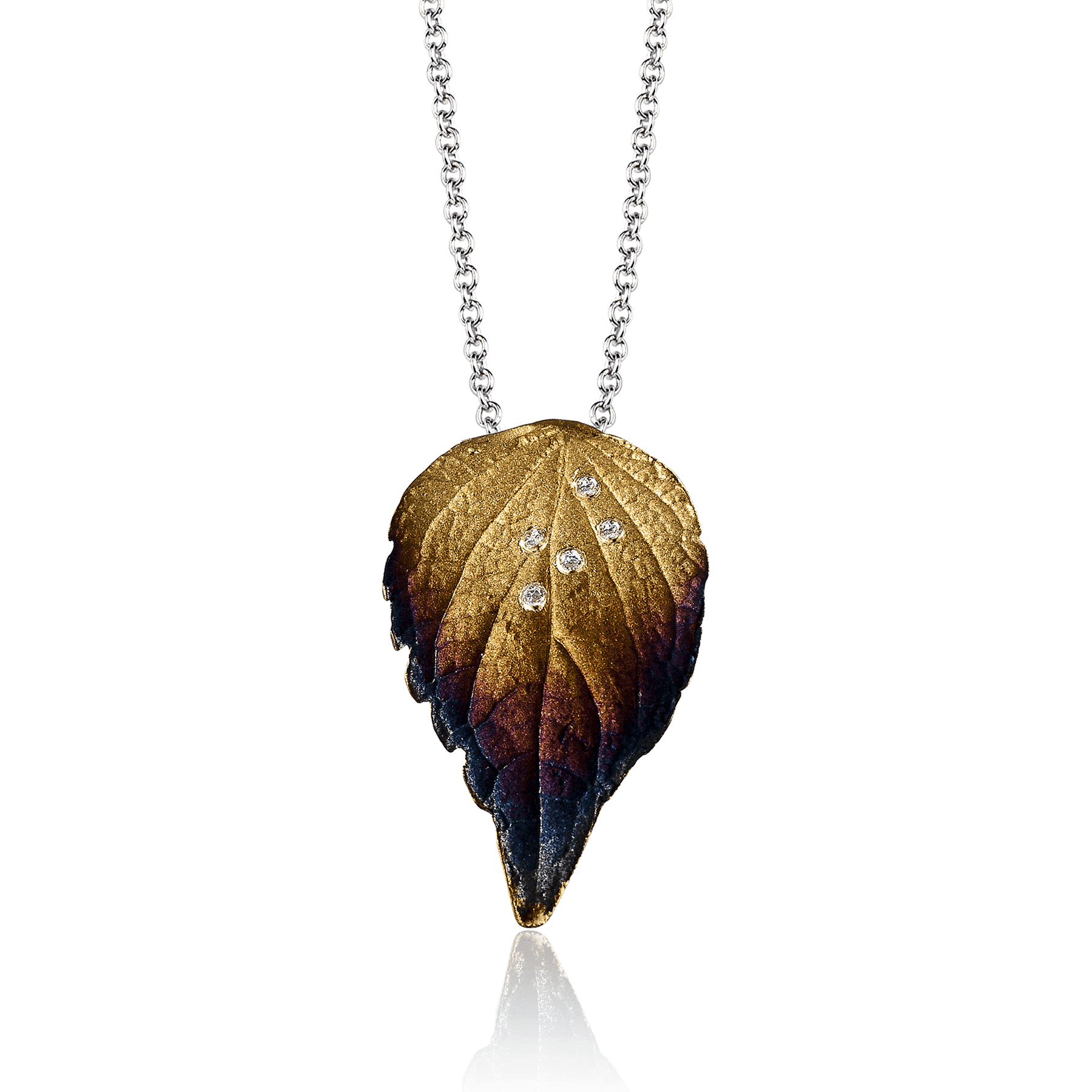 Fallen Leaves Pendant Necklace in 18k Gold with Diamonds - Simon G. Jewelry