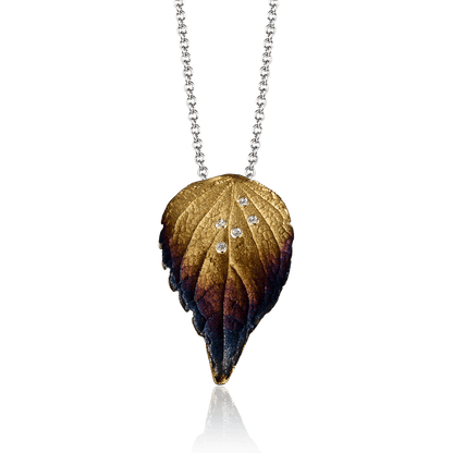 Fallen Leaves Pendant Necklace in 18k Gold with Diamonds - Simon G. Jewelry