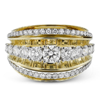 Fashion Ring In 18k Gold With Diamonds